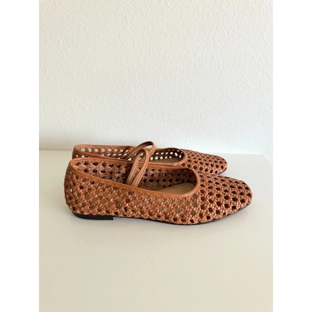 Madewell Women's The Greta Ballet Flats Desert Camel Open Weave Slip On Size 9.5